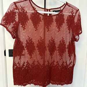 Forever 21 Burgundy Lace Blouse